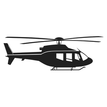 A Helicopter Vector black Silhouette isolated on a white background