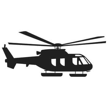 A Helicopter Vector black Silhouette isolated on a white background