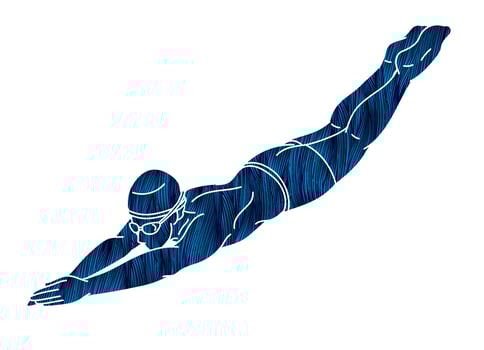 Swimming Sport A Male Swimmer Jumping Action vector