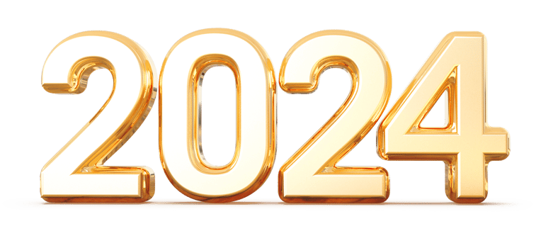 2024 New Year - 3D Gold Number png