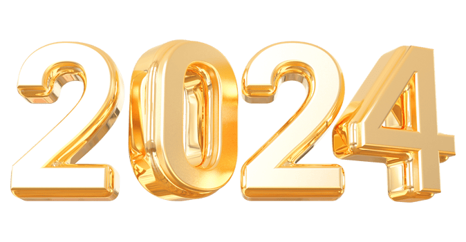 2024 New Year - 3D Gold Number png