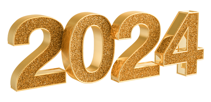 2024 New Year - 3D Gold Number png