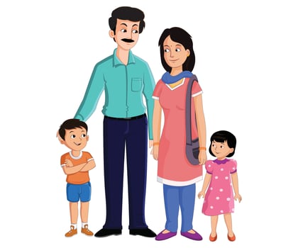 Mother, father, son and daughter vector