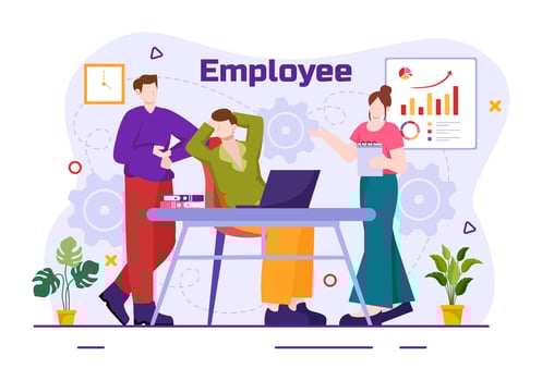 Employee Vector Illustration with Business Team and Productivity Hold a Meeting to Common Goals and Success with Company in Flat Cartoon Background