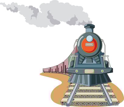 steam train on railroad free vector