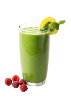 AI generated Green Smoothies with Fruit Garnishes png