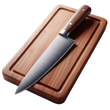 AI generated Kitchen knife on wood on a transparent background png