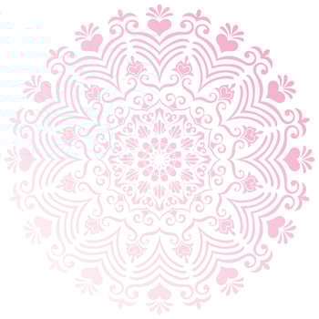 A pink mandala depicting love in bright colors on a white background for the background. vector