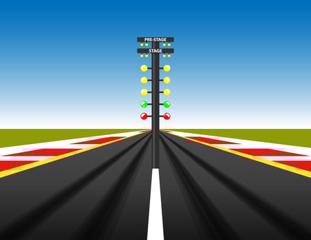 Racing start lights race car event in a racetrack vector