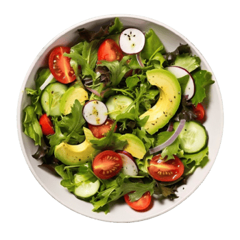 AI generated Fresh Avocado and Mixed Greens Salad Bowl Isolated on transparent background png