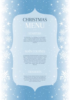 Christmas menu design with snowflake and stars border vector