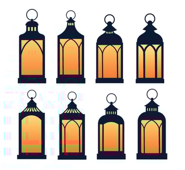 set of Ramadan lantern vector illustration
