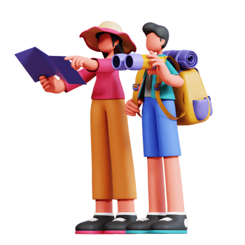 3D Character Couple Holiday Illustration png