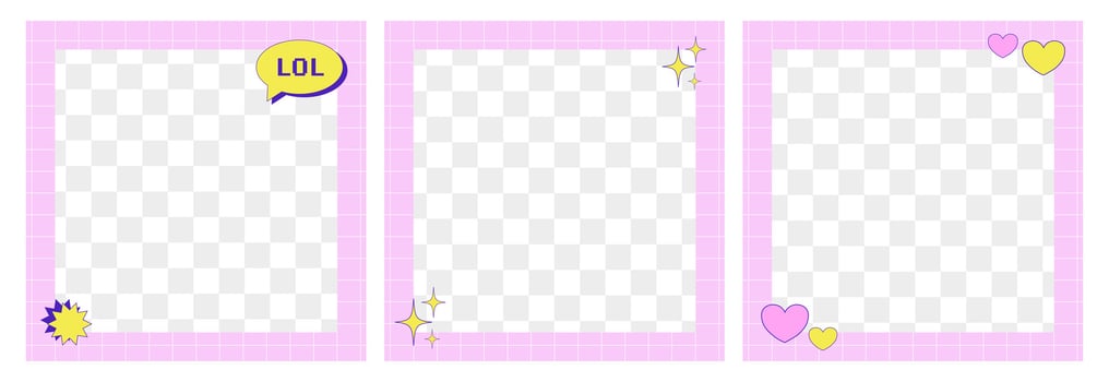 y2k social media frame template, retro, 90s, 2000s nostalgia, vector illustration