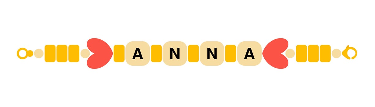 Beaded bracelet with ANNA name flat vector clipart
