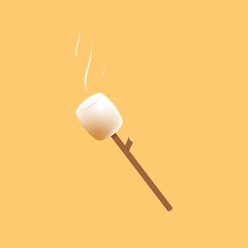 Marshmallow stick. Marshmallow logo design. White Marshmallow icon. vector
