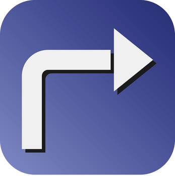 Turn Right Vector Glyph Gradient Background Icon For Personal And Commercial Use.