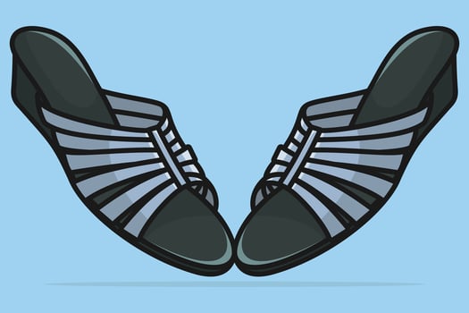 Pair Of Stylish Leather Women Slipper, Trendy Casual Style Slipper Shoes vector illustration. Beauty fashion objects icon concept. Fashionable woman slipper pair vector design.