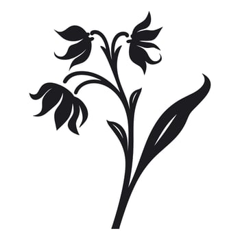 A Bluebell Flower Vector Silhouette isolated on a white background