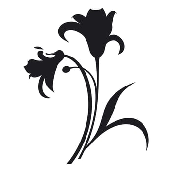 A Bluebell Flower Vector Silhouette isolated on a white background
