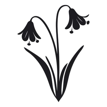 A Bluebell Flower Vector Silhouette isolated on a white background
