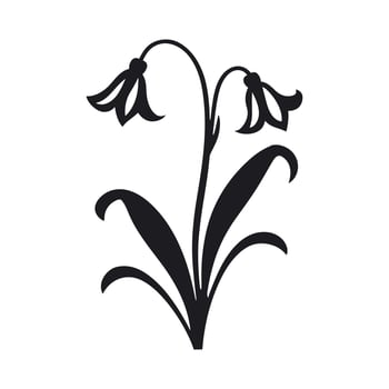 A Bluebell Flower Vector Silhouette isolated on a white background