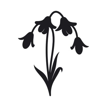 A Bluebell Flower Vector Silhouette isolated on a white background