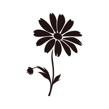 Daisy Flower Silhouette Vector isolated on a white background