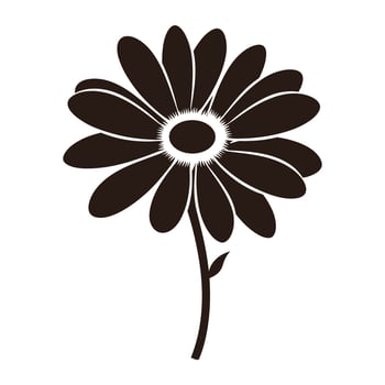 Daisy Flower Silhouette Vector isolated on a white background