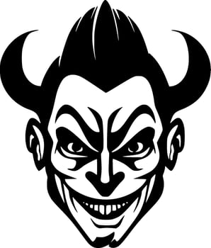Clown, Black and White Vector illustration