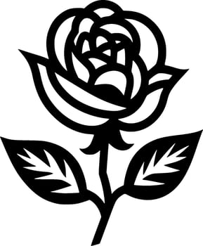 Flower - Black and White Isolated Icon - Vector illustration