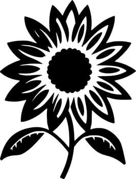 Flower - Black and White Isolated Icon - Vector illustration