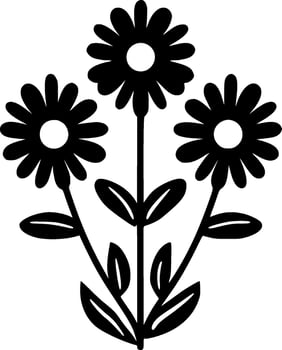 Flowers - Black and White Isolated Icon - Vector illustration