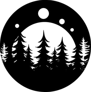 Forest, Black and White Vector illustration