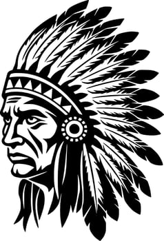 Indian Chief, Minimalist and Simple Silhouette - Vector illustration