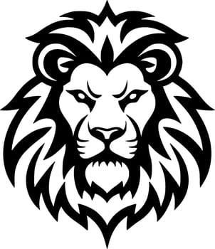 Lion, Black and White Vector illustration
