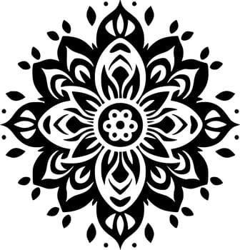 Mandala, Black and White Vector illustration