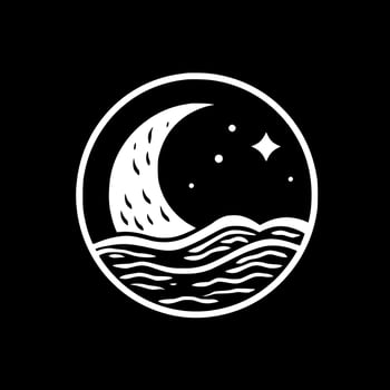 Moon, Black and White Vector illustration