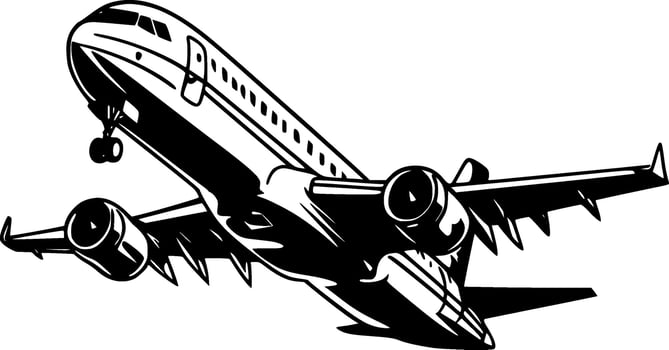 Plane, Black and White Vector illustration