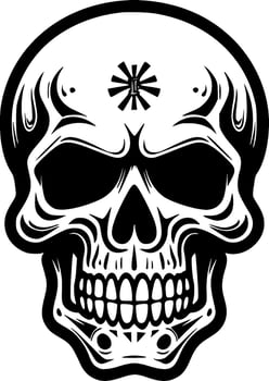 Skull, Black and White Vector illustration