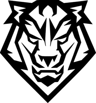 Tiger - Black and White Isolated Icon - Vector illustration