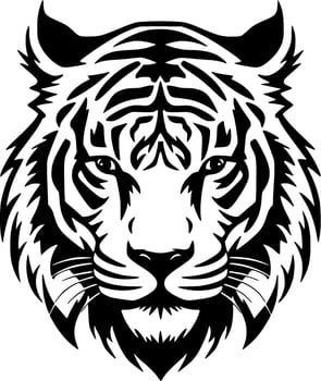 Tiger, Black and White Vector illustration