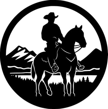 Western, Black and White Vector illustration