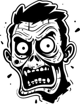 Zombie, Black and White Vector illustration
