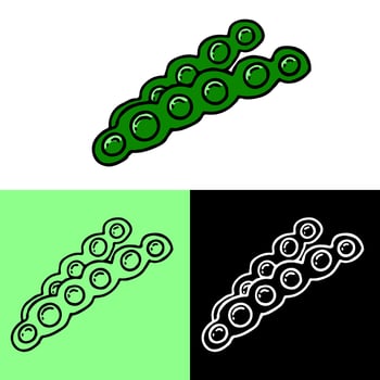 illustration of peas, hand drawn outline, this illustration can be used for icons, logos, and symbols, vector in flat design style