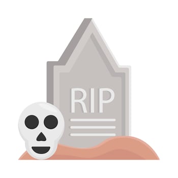skull in graveyard illustration vector