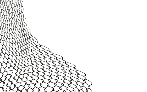 Illustration of a black fishing or football net.Checkered wavy background in doodle style. vector