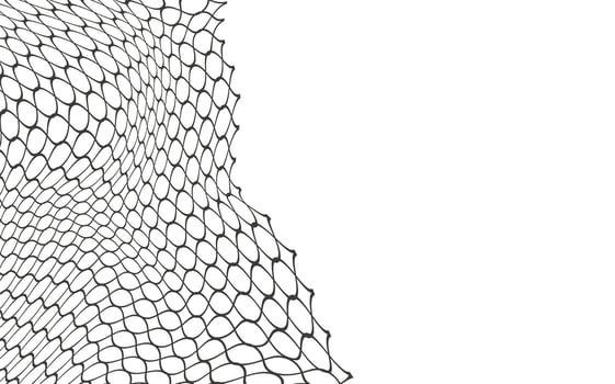 Illustration of a black fishing or football net.Checkered wavy background in doodle style. vector