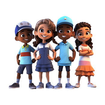AI generated 3D cartoon happy boy and girl character on transparent background. png