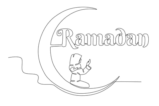 A woman prays in Ramadan vector